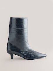 Navy/Blue Forever Comfort® Point Toe Eel Midi Boots - Image 6 of 10