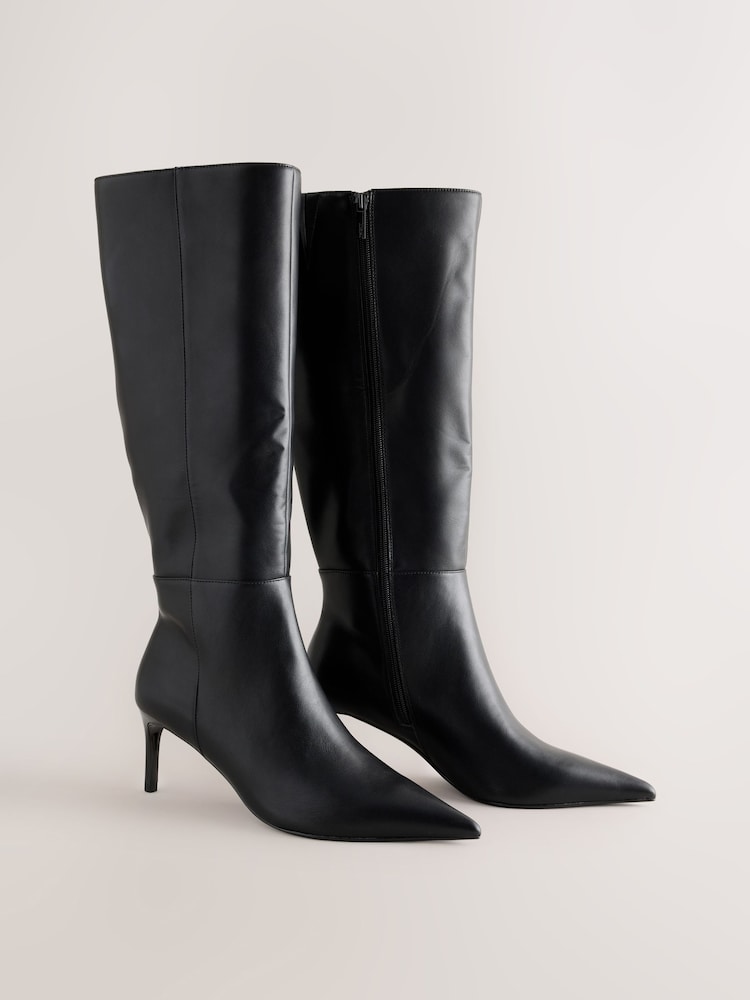 Crno - Forever Comfort® Pointed Knee High Boots - Slika 2 od 6