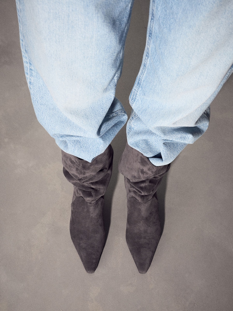Grey Standard fit Forever Comfort® Slouch Pointed Toe Kitten Heel Boots - Image 2 of 8 Grey Standard fit Forever Comfort® Slouch Pointed Toe Kitten Heel Boots - Image 2 of 8
