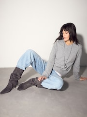Grey Standard fit Forever Comfort® Slouch Pointed Toe Kitten Heel Boots - Image 3 of 8