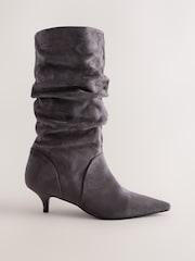 Grey Standard fit Forever Comfort® Slouch Pointed Toe Kitten Heel Boots - Image 4 of 8