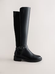 Czarny - Forever Comfort® Knot Knee High Rider Boots - Obraz 1 z 5