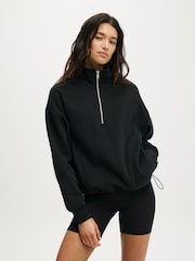 Cotton On Black Plush Half Zip Sweatshirt - Image 1 of 1