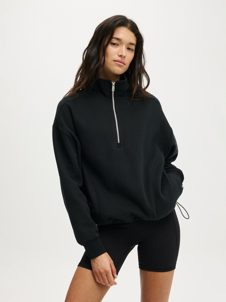 Cotton On Black Plush Half Zip Sweatshirt - Image 1 of 1