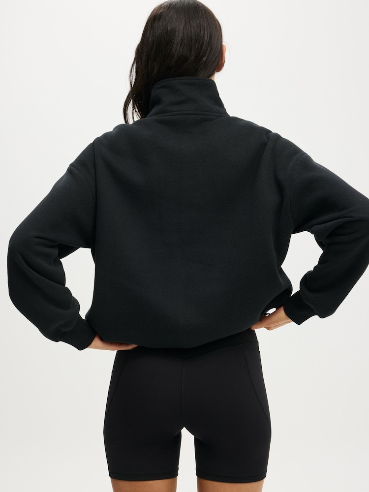 Cotton On Black Plush Half Zip Sweatshirt - Image 2 of 5
