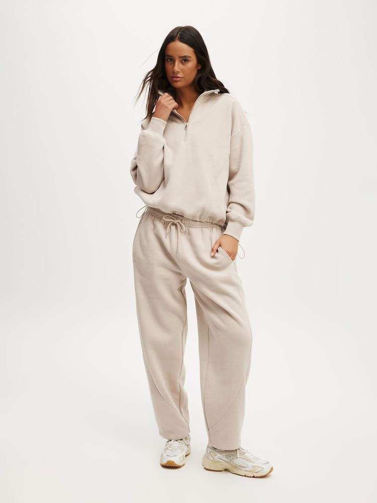 Cotton On Natural Plush Half Zip Sweatshirt - Image 1 of 2