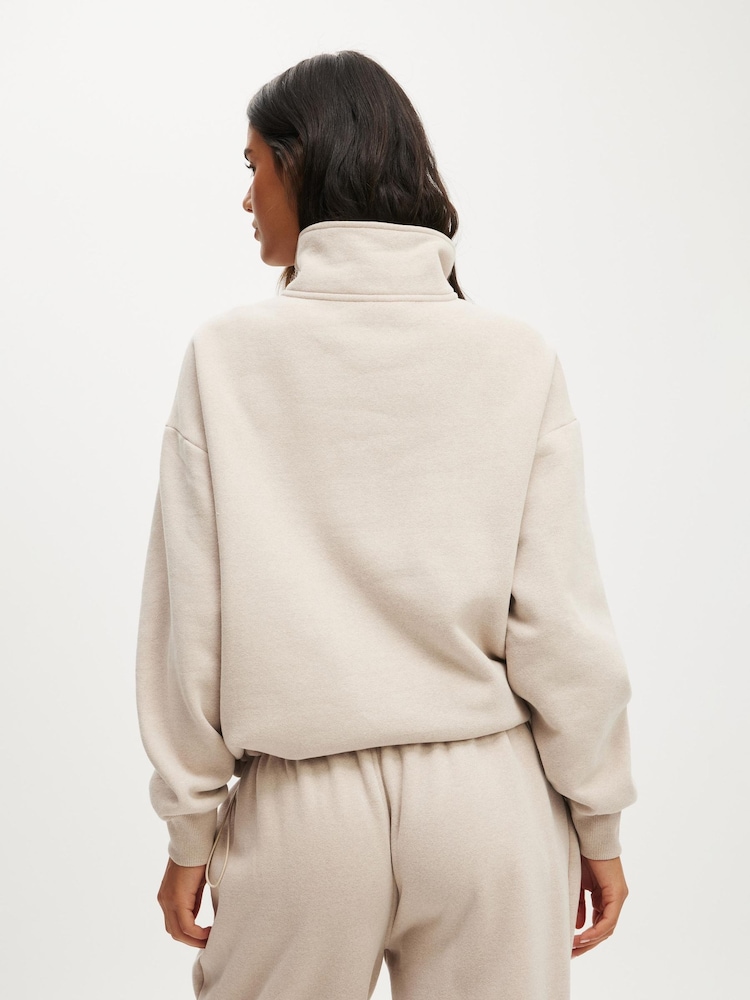 Cotton On Natural Plush Half Zip Sweatshirt - Image 2 of 2