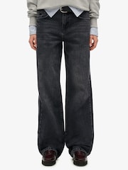 Superdry Black Mid Rise Wide Leg Jeans - Image 4 of 8