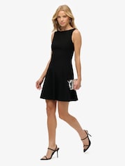 Superdry Black Scoop Back Mini Dress - Image 3 of 8