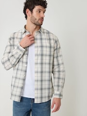 Threadbare Natural Check Cotton Long Sleeve Shirt - Image 1 of 5