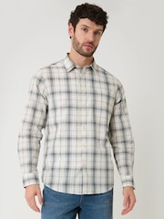 Threadbare Natural Check Cotton Long Sleeve Shirt - Image 3 of 5