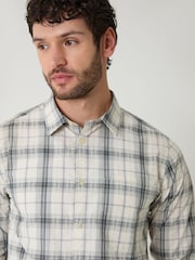 Threadbare Natural Check Cotton Long Sleeve Shirt - Image 4 of 5