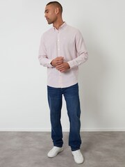 Threadbare Pink Linen Blend Long Sleeve Shirt - Image 3 of 4