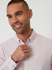 Threadbare Pink Linen Blend Long Sleeve Shirt - Image 4 of 4