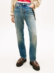 Tommy Jeans Distressed Mid Rise Slim Straight Leg Jeans - Imaginea 1 din 5