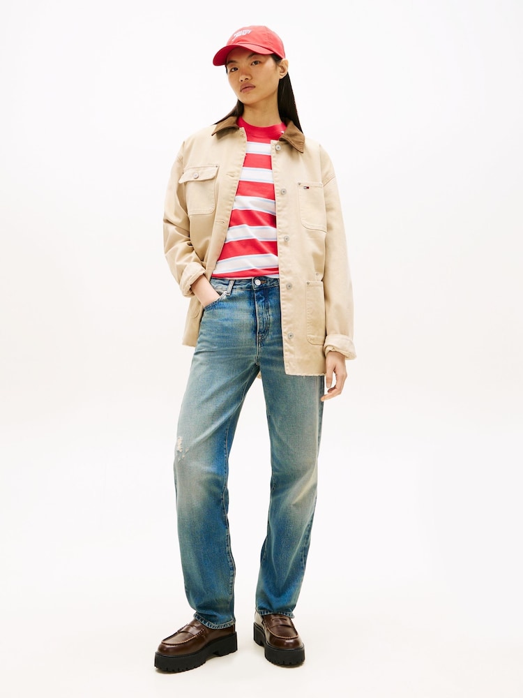 Tommy Jeans Distressed Mid Rise Slim Straight Leg Jeans - Imaginea 2 din 5 Tommy Jeans Distressed Mid Rise Slim Straight Leg Jeans - Imaginea 2 din 5