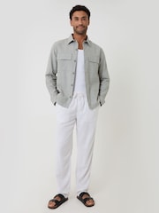 Threadbare Green Linen Blend Lightweight Shacket - Image 3 of 5