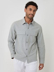 Threadbare Green Linen Blend Lightweight Shacket - Image 5 of 5