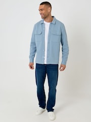 Threadbare Blue Pique Popper Fastening Shacket - Image 3 of 5