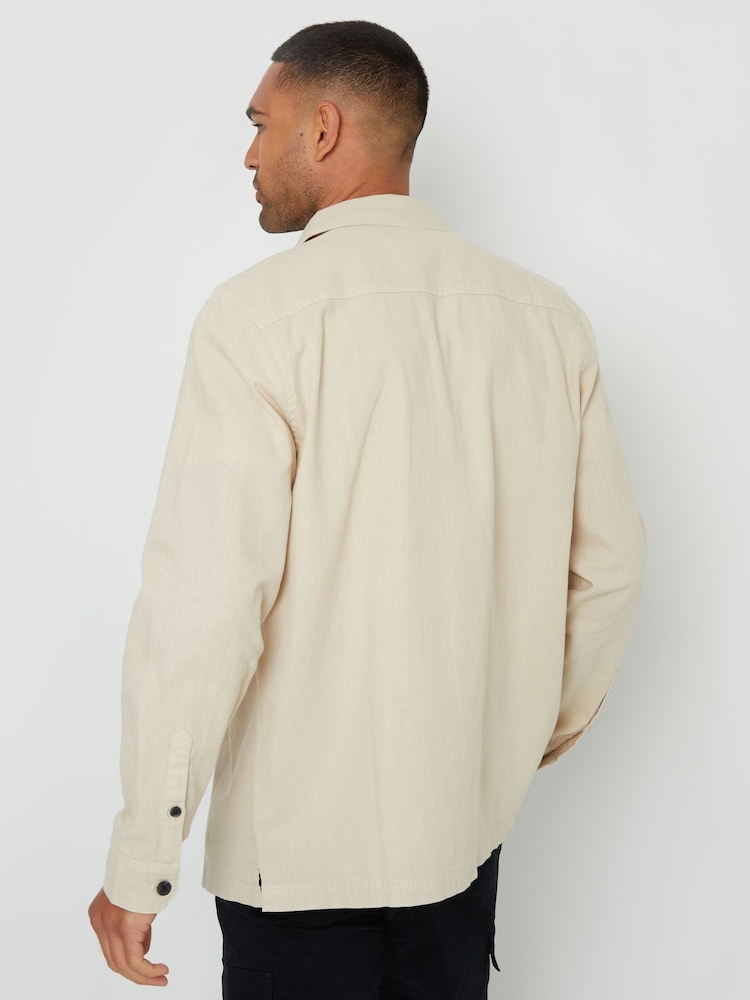 Threadbare Natural Linen Blend Lightweight Shacket - Image 2 of 4
