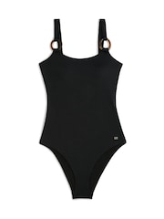 Schwarz - Tommy Hilfiger Tortoiseshell Ring Scoop Back Swimsuit - Bild 5 von 5