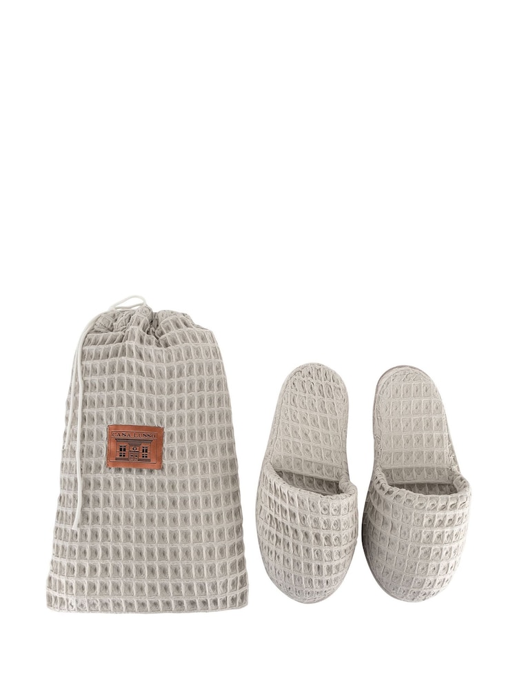 Casa Lusso Rainy Day Charm Waffle Micro Modal and Turkish Cotton Slippers - Image 3 of 3