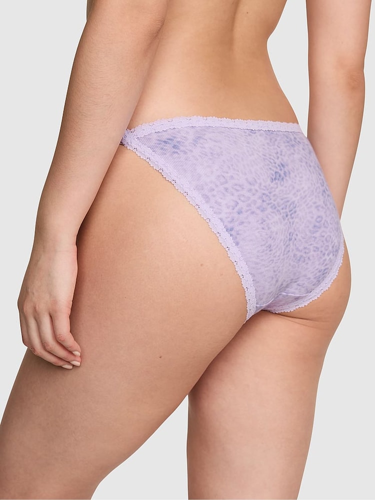 Victoria's Secret PINK Lavender Purple Leopard Bikini Lace Trim Rib Knickers - Image 2 of 2 Victoria's Secret PINK Lavender Purple Leopard Bikini Lace Trim Rib Knickers - Image 2 of 2