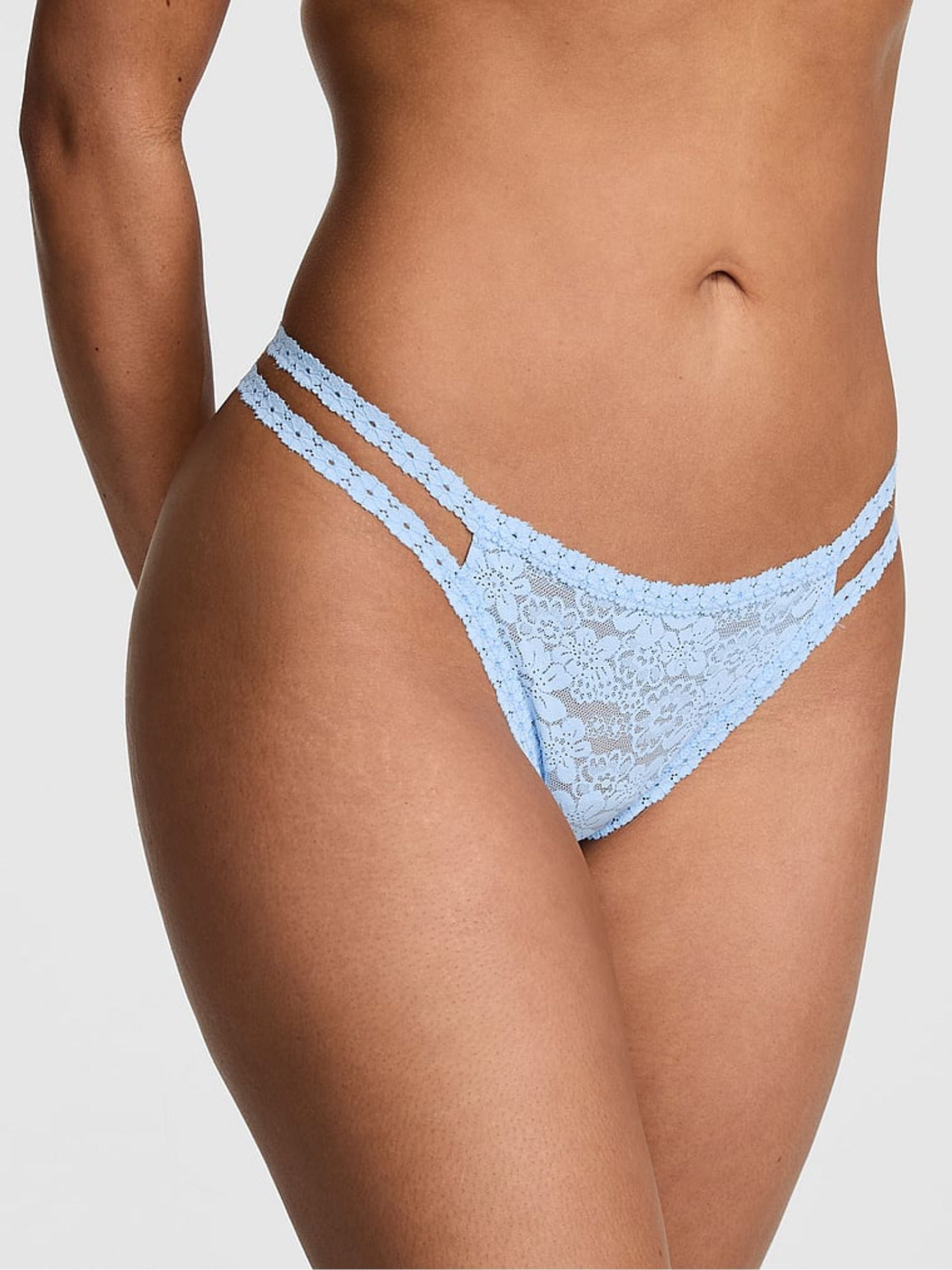 Victoria's Secret PINK Blue Dancer Thong Wink Micro Knickers