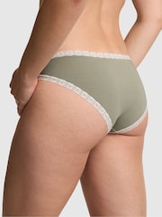 Victoria's Secret PINK Slate Green Cheeky Cotton Heather Lace Trim Knickers - Image 2 of 2