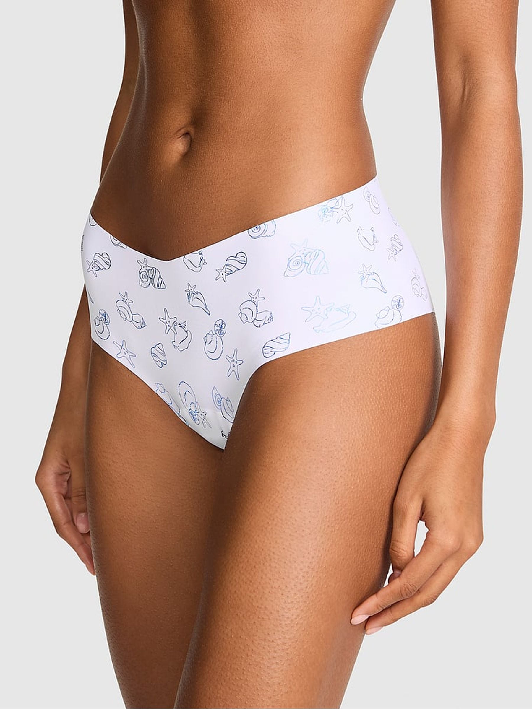 Victoria's Secret PINK White Seashell Print Cheeky No Show Knickers