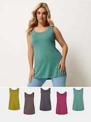 Yours Curve Green Core Basic Vest 5 Pack - Image 1 of 11