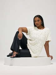 Yours Curve White London 3D Abstract Blouse - Image 1 of 5