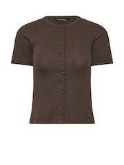PixieGirl Petite Brown Short Sleeve Ribbed Button Front Tops 2 Pack - Image 7 of 8