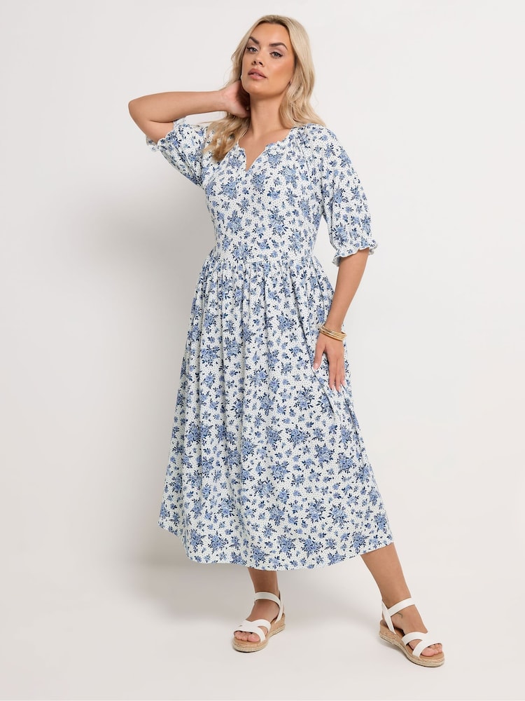 Yours Curve White Notch Neck Tiered Dress - Image 1 of 5 Yours Curve White Notch Neck Tiered Dress - Image 1 of 5