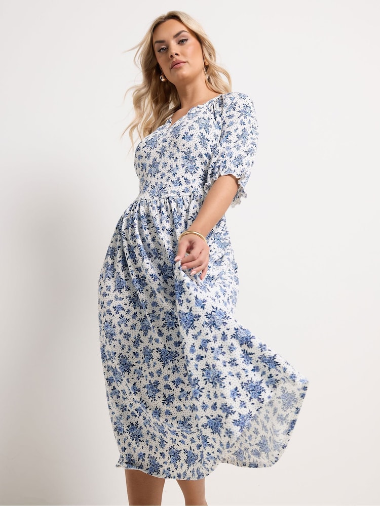 Yours Curve White Notch Neck Tiered Dress - Image 2 of 5 Yours Curve White Notch Neck Tiered Dress - Image 2 of 5