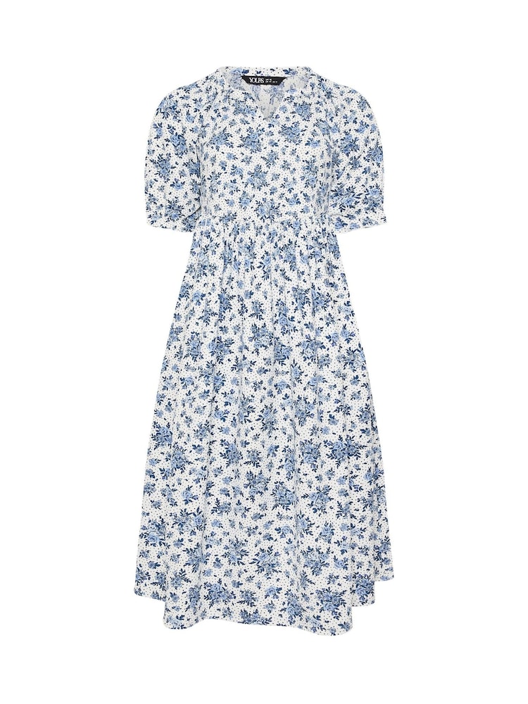 Yours Curve White Notch Neck Tiered Dress - Image 5 of 5 Yours Curve White Notch Neck Tiered Dress - Image 5 of 5