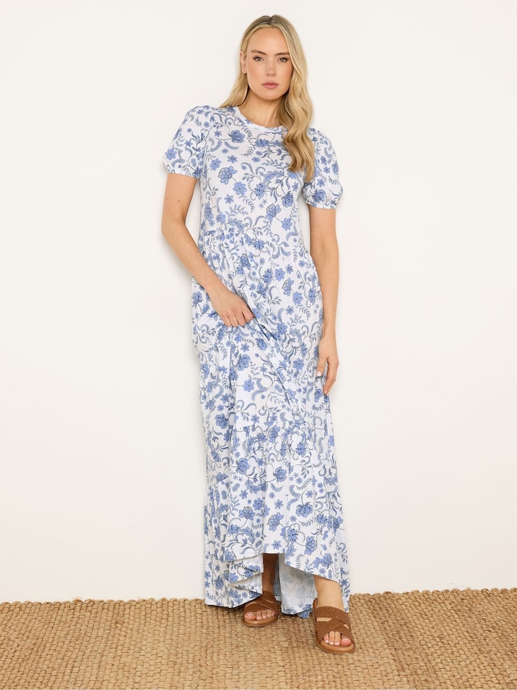 Long Tall Sally Blue Floral Tiered Maxi Dress - Image 1 of 5 Long Tall Sally Blue Floral Tiered Maxi Dress - Image 1 of 5