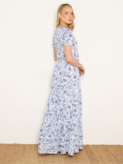 Long Tall Sally Blue Floral Tiered Maxi Dress - Image 3 of 5