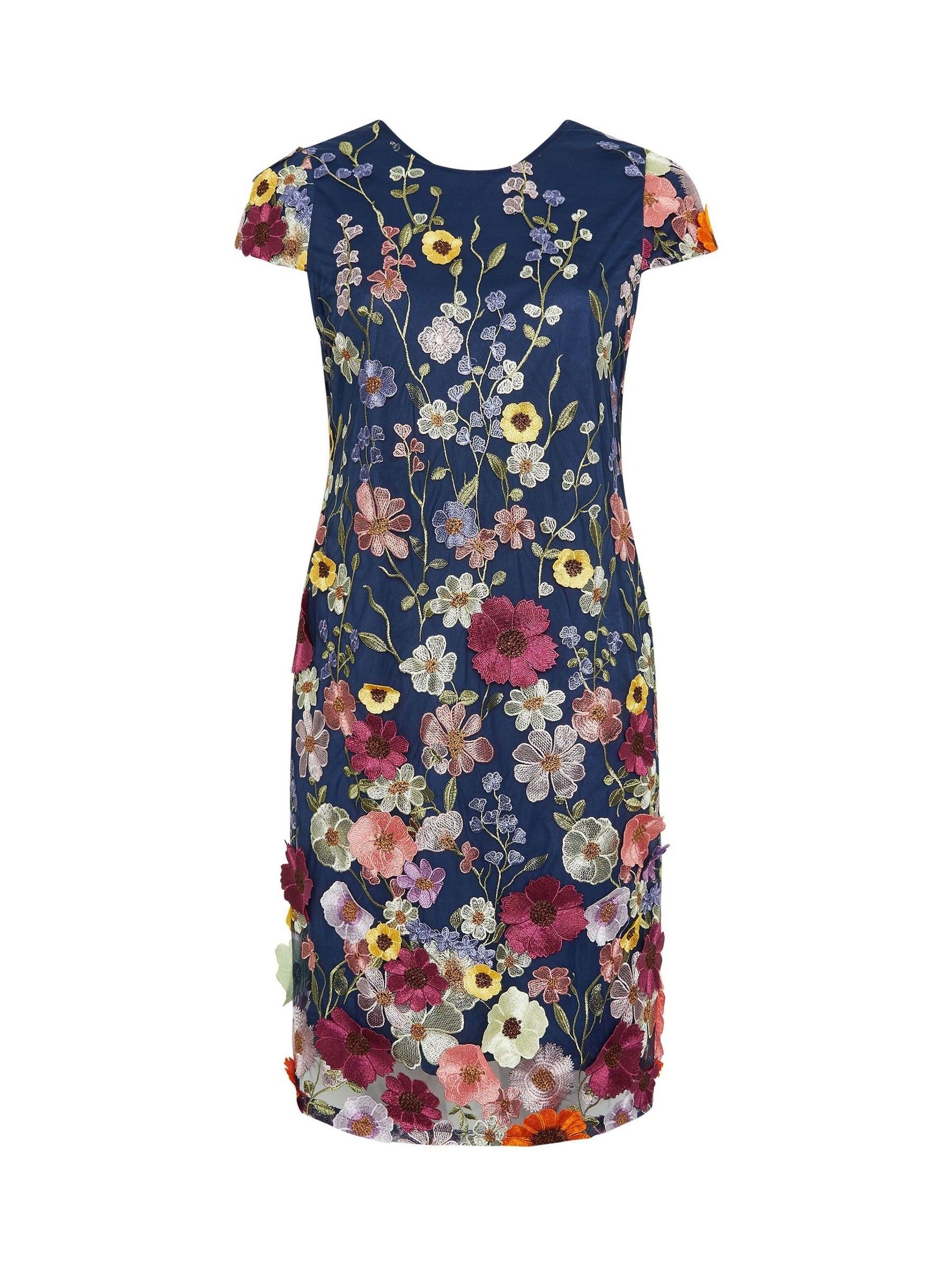 Lace Trimmed Floral Dress navy Her lip to