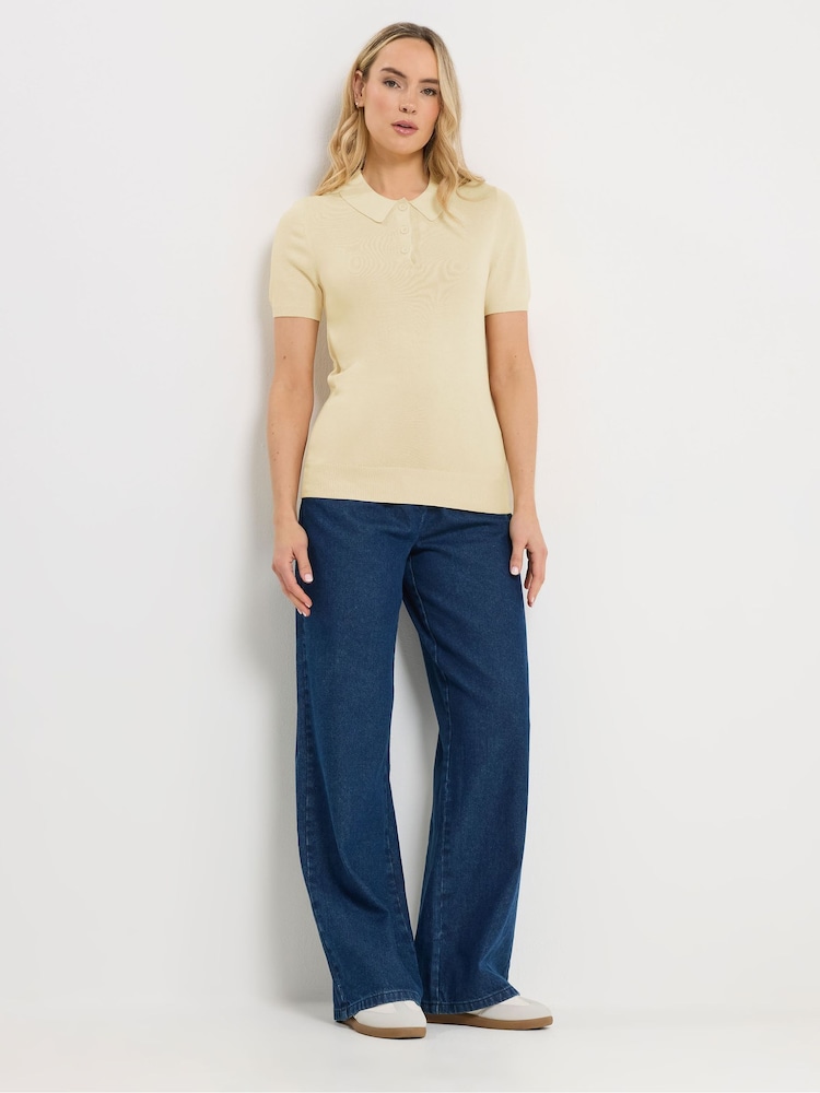 Long Yellow Fine Guage Polo Top Jumper - Image 2 of 6