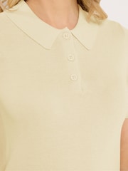 Long Yellow Fine Guage Polo Top Jumper - Image 5 of 6