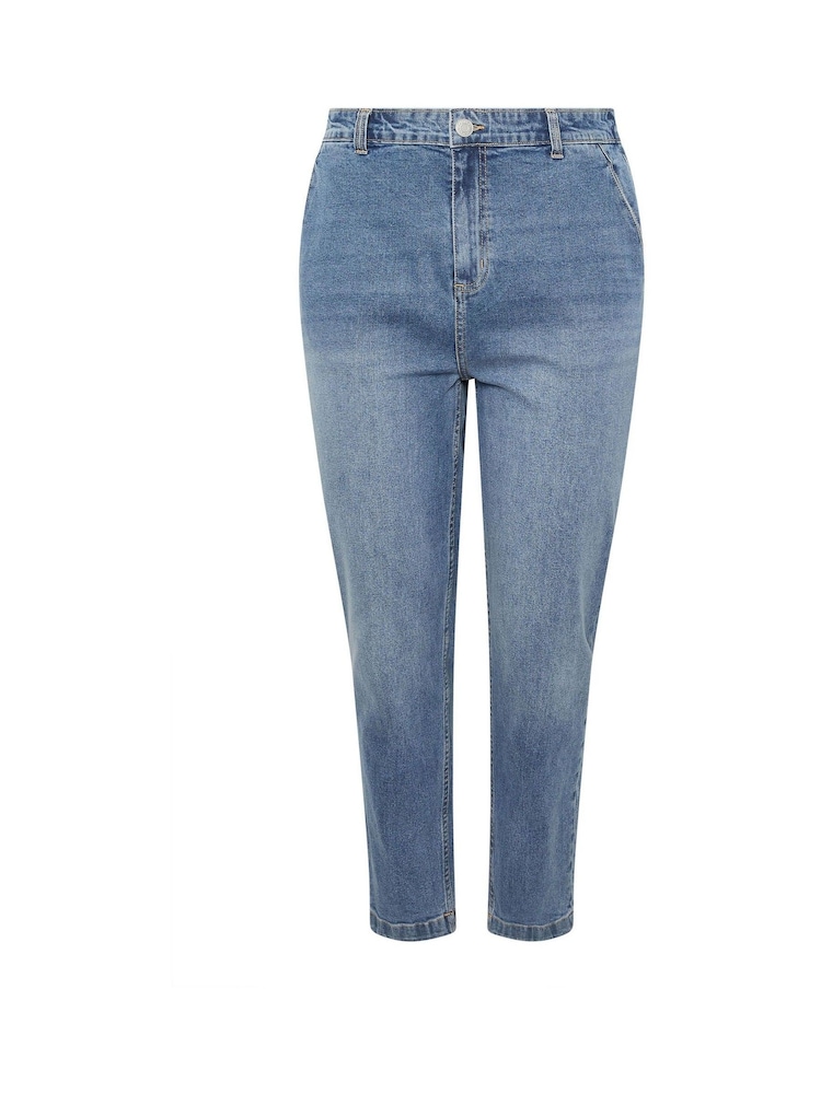 Yours Curve Blue Barrel Jeans - Image 2 of 2