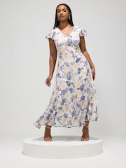 Yours Curve White London Floral Godet Maxi Dress - Image 2 of 5