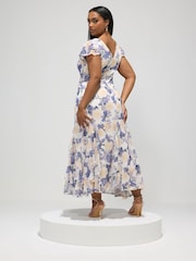 Yours Curve White London Floral Godet Maxi Dress - Image 3 of 5