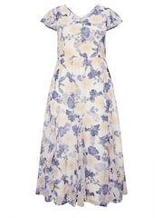 Yours Curve White London Floral Godet Maxi Dress - Image 5 of 5