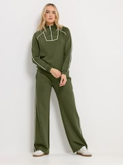 Long Tall Sally Green Half Zip Piped Sweat Top - Image 2 of 5