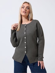 Yours Curve Grey Limited Long Sleeve Button Cardigan - Image 1 of 6