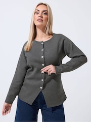 Yours Curve Grey Limited Long Sleeve Button Cardigan - Image 2 of 6