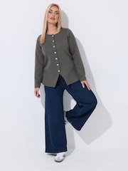 Yours Curve Grey Limited Long Sleeve Button Cardigan - Image 3 of 6