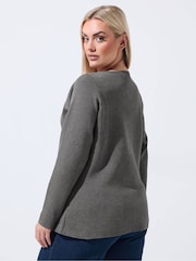 Yours Curve Grey Limited Long Sleeve Button Cardigan - Image 4 of 6